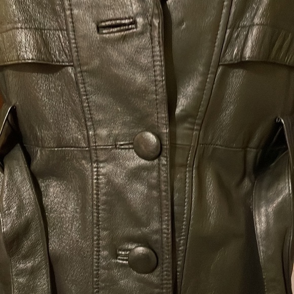 Worthington, women’s genuine leather coat with belt and pockets (Mlb) - Picture 3 of 16